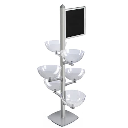 Azar Displays Sky Tower Bowl Display W/ Slide-in Frame Sign Holder 300298-SLV
